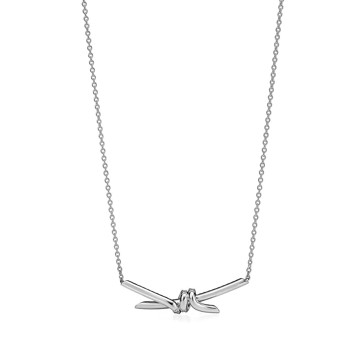 [Lumi Jewelry]KNOT PENDANT SILVER DIAMOND NECKLACE