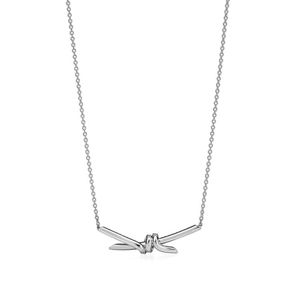 [Lumi Jewelry]KNOT PENDANT SILVER DIAMOND NECKLACE