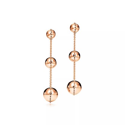 [Lumi Jewelry]TRIPLE DROP PINK GOLD EARRINGS
