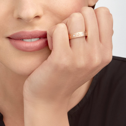 [Lumi Jewels]ZERO 1 ESSENTIAL PINK GOLD BAND WITH DIAMONDS RING