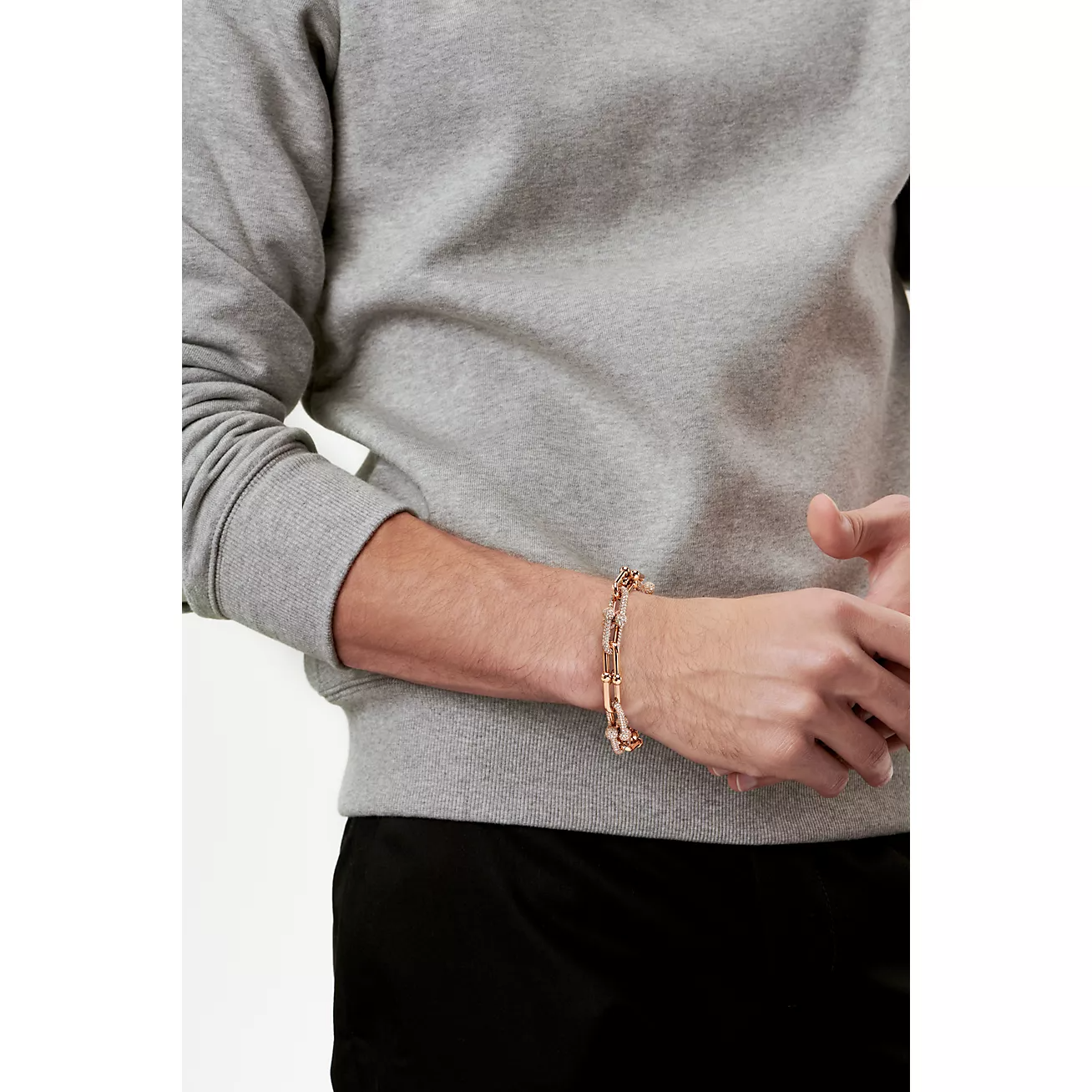 [Lumi Jewelry]HARDWEAR LARGE LINK PINK GOLD PAVED DIAMOND BRACELET