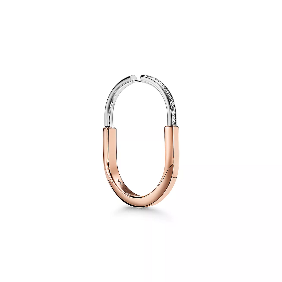 [Lumi Jewelry]LOCK EARRINGS ROSE AND WHITE GOLD DIAMONDS EXTRA LARGE