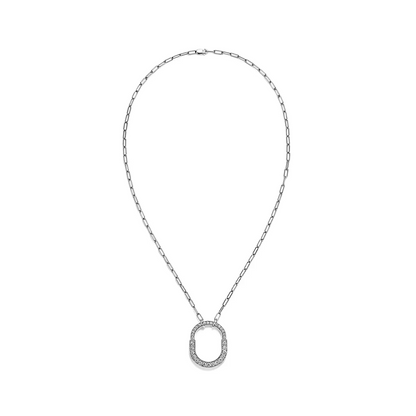 [Lumi Jewelry]LOCK NECKLACE MEDIUM PENDANT SILVER PAVED DIAMONDS