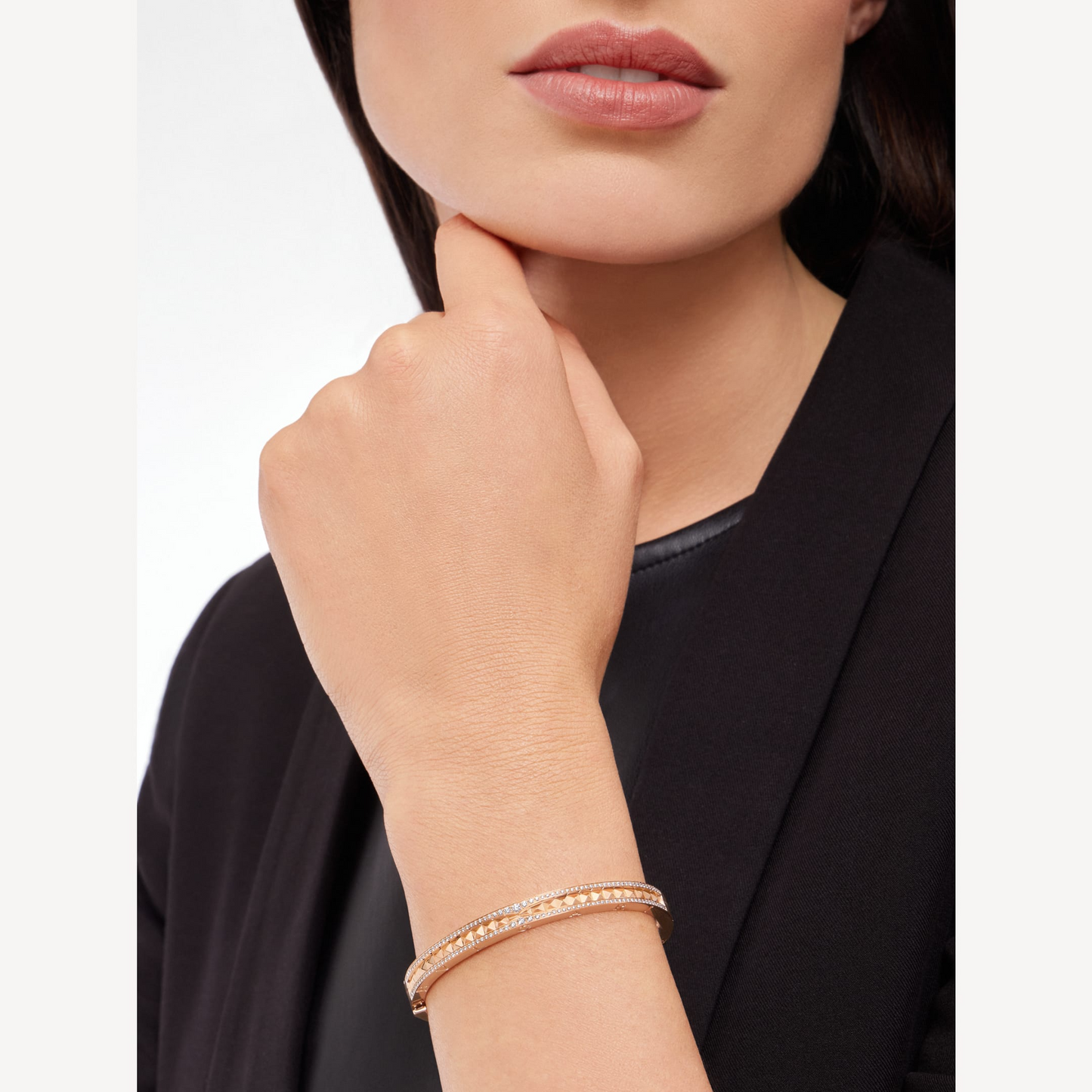 [Lumi Jewels]ZERO 1 SPIRAL AND PAVED DIAMOND PINK GOLD BRACELET