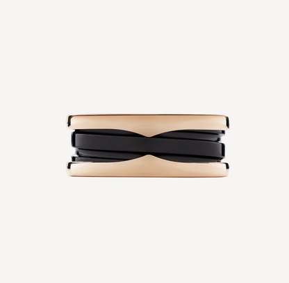 [Lumi Jewels]ZERO 1 TWO-BAND LOOPS AND BLACK CERAMIC PINK GOLD RING