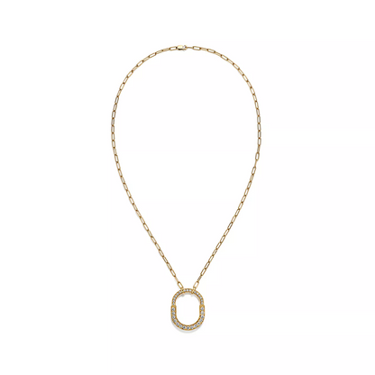 [Lumi Jewelry]LOCK NECKLACE MEDIUM PENDANT GOLD PAVED DIAMONDS