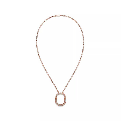 [Lumi Jewelry]LOCK NECKLACE MEDIUM PENDANT PINK GOLD PAVED DIAMONDS