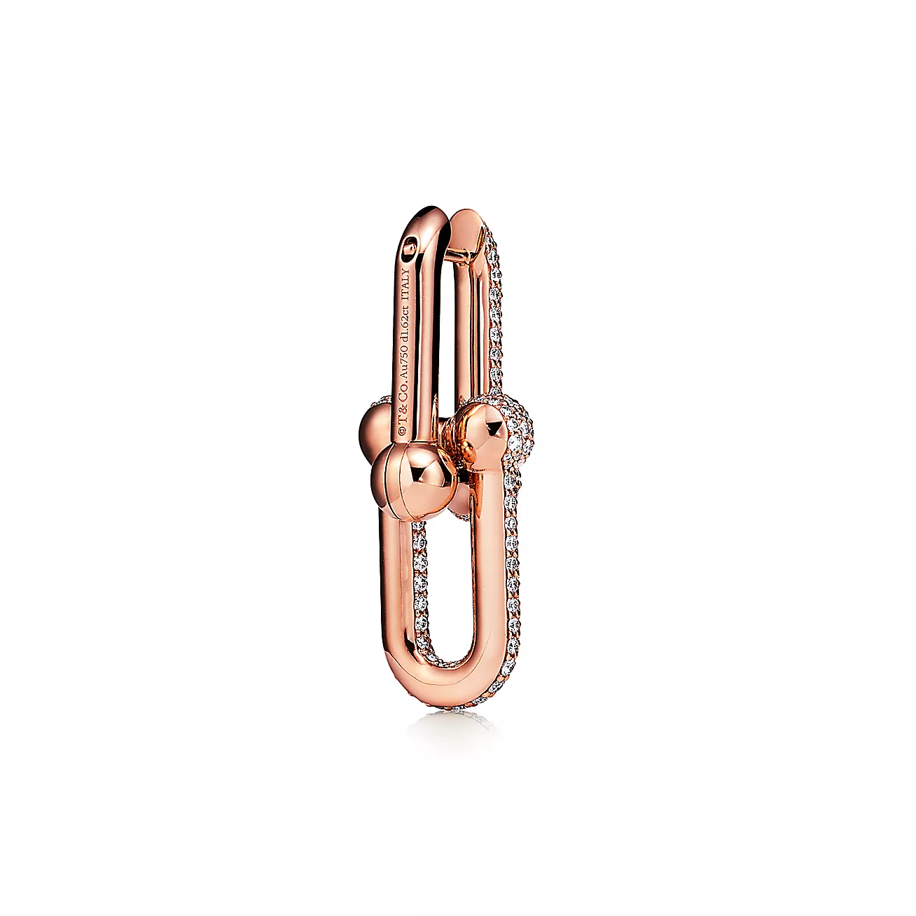 [Lumi Jewelry]LARGE LINK EARRINGS PINK GOLD WITH PAVED DIAMONDS