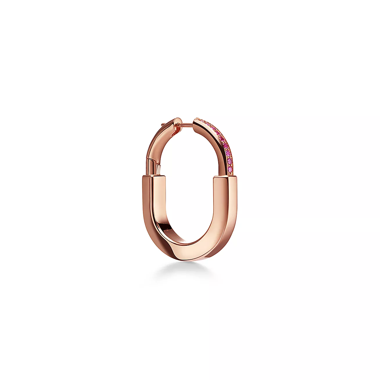 [Lumi Jewelry]LOCK MEDIUM PINK DIAMOND PINK GOLD EARRINGS