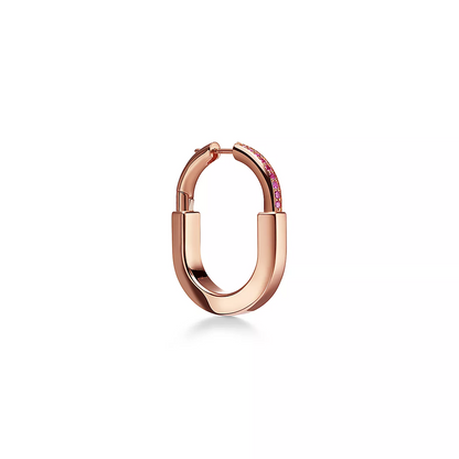 [Lumi Jewelry]LOCK MEDIUM PINK DIAMOND PINK GOLD EARRINGS