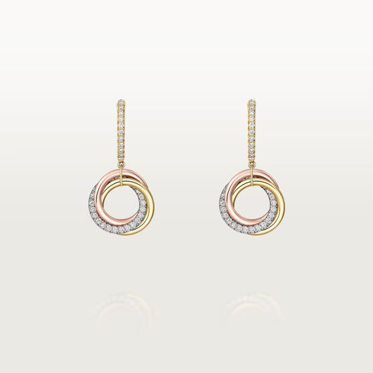 [Lumi Jewelry]TRINITY HALF DIAMOND  EARRINGS