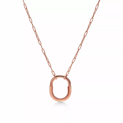[Lumi Jewelry]LOCK MEDIUM PENDANT PINK DIAMOND PINK GOLD NECKLACE