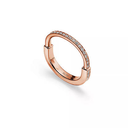 [Lumi Jewelry]LOCK RING PINK GOLD DIAMOND PAVED