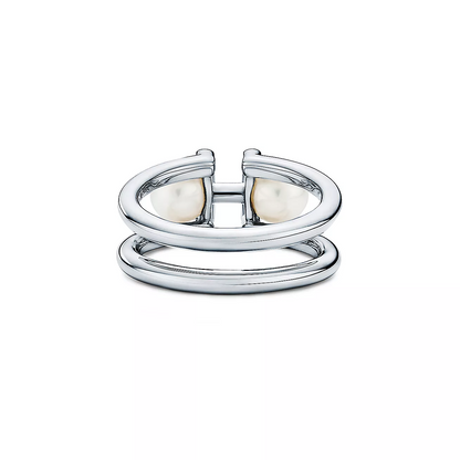 [Lumi Jewelry]DOUBLE PEARL SILVER RING