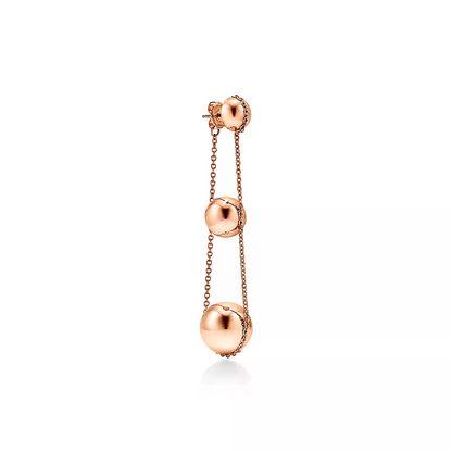 [Lumi Jewelry]TRIPLE DROP PINK GOLD EARRINGS