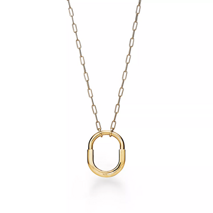[Lumi Jewelry]LOCK NECKLACE MEDIUM PENDANT GOLD PAVED DIAMONDS