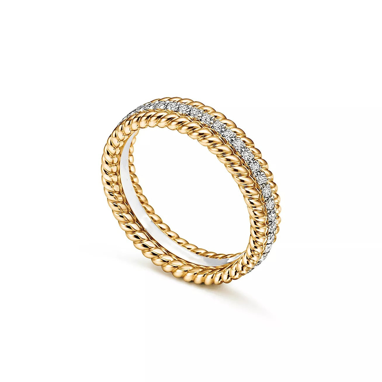 [Lumi Jewelry]ROPE TWO-ROW GOLD DIAMOND RING