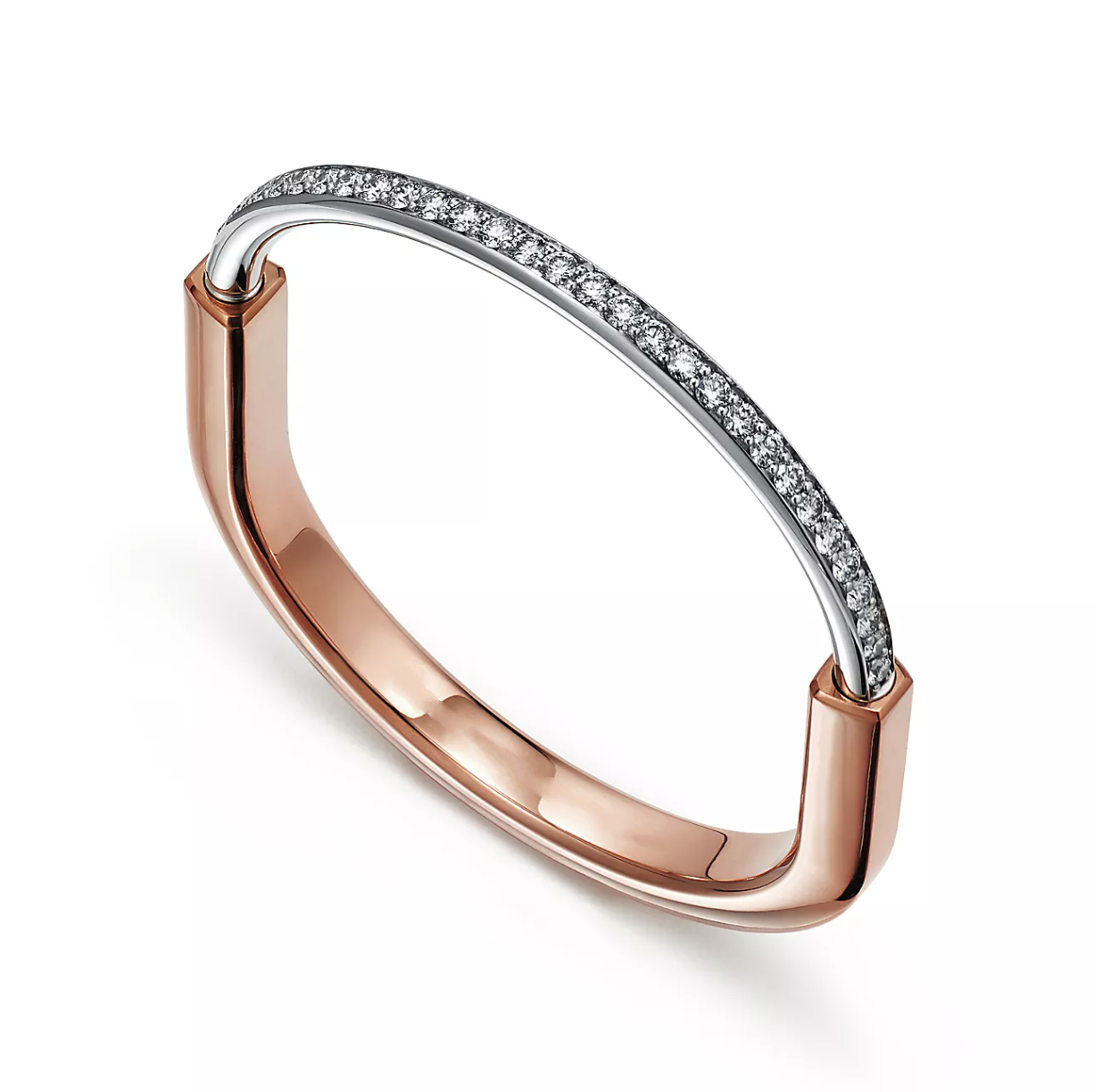 [Lumi Jewelry]LOCK BRACELET ROSE AND WHITE GOLD DIAMOND