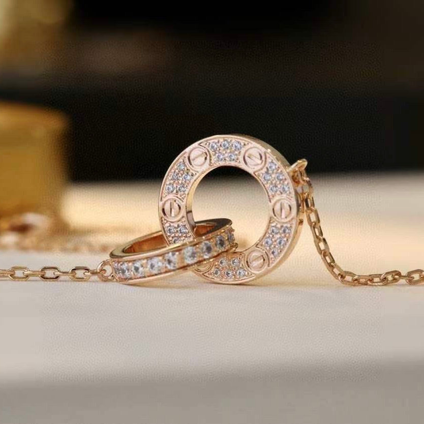 [Lumi Jewelry]LOVE  FULL DIAMOND PENDANT NECKLACE