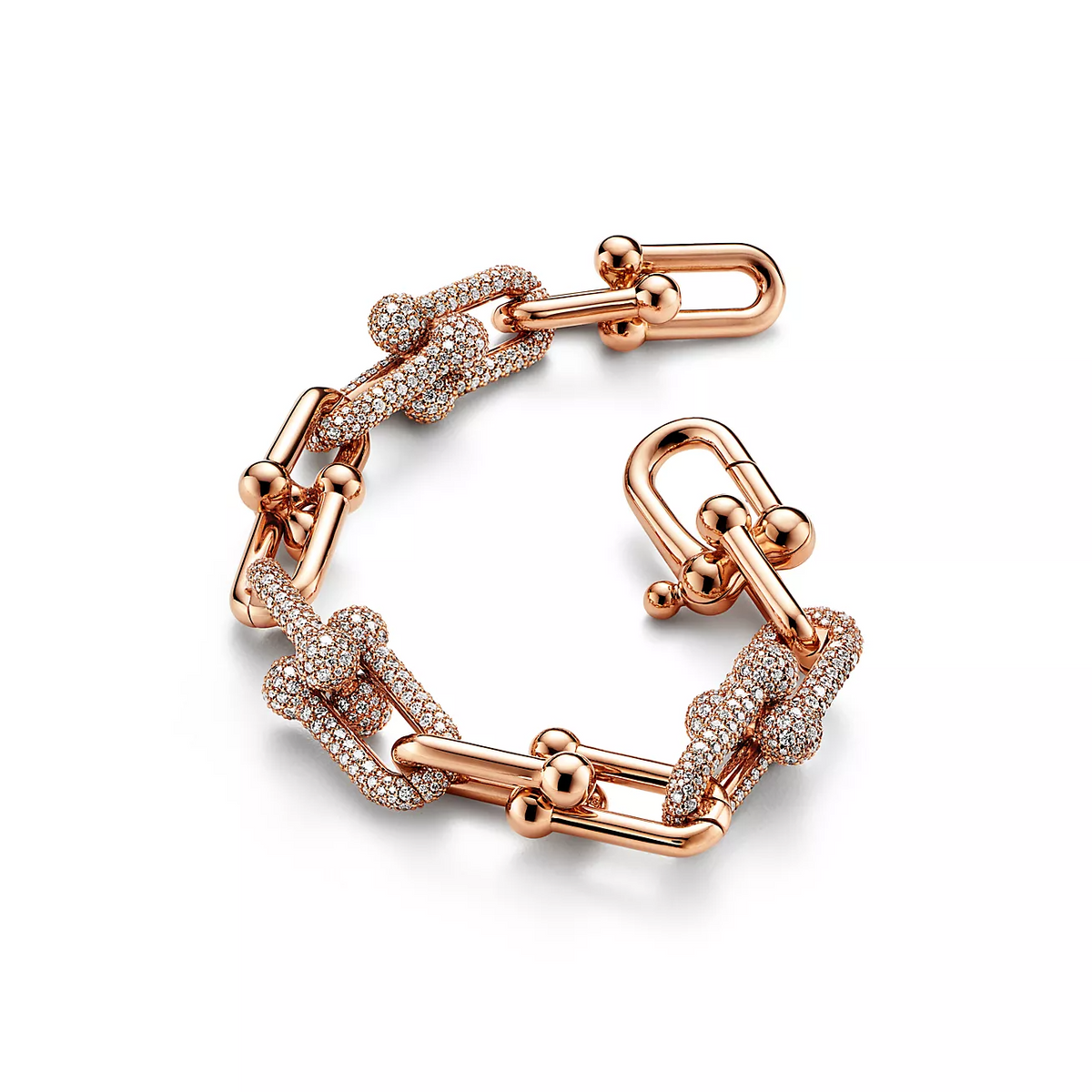 [Lumi Jewelry]HARDWEAR LARGE LINK PINK GOLD PAVED DIAMOND BRACELET