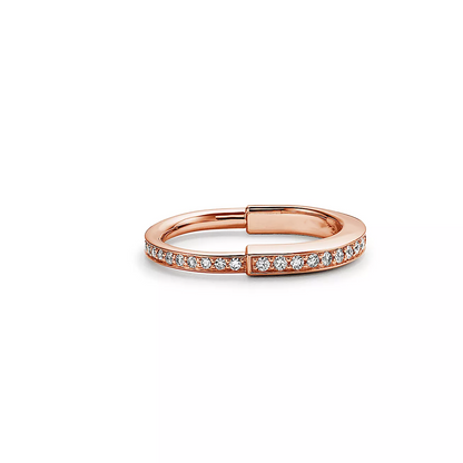 [Lumi Jewelry]LOCK RING PINK GOLD DIAMOND PAVED