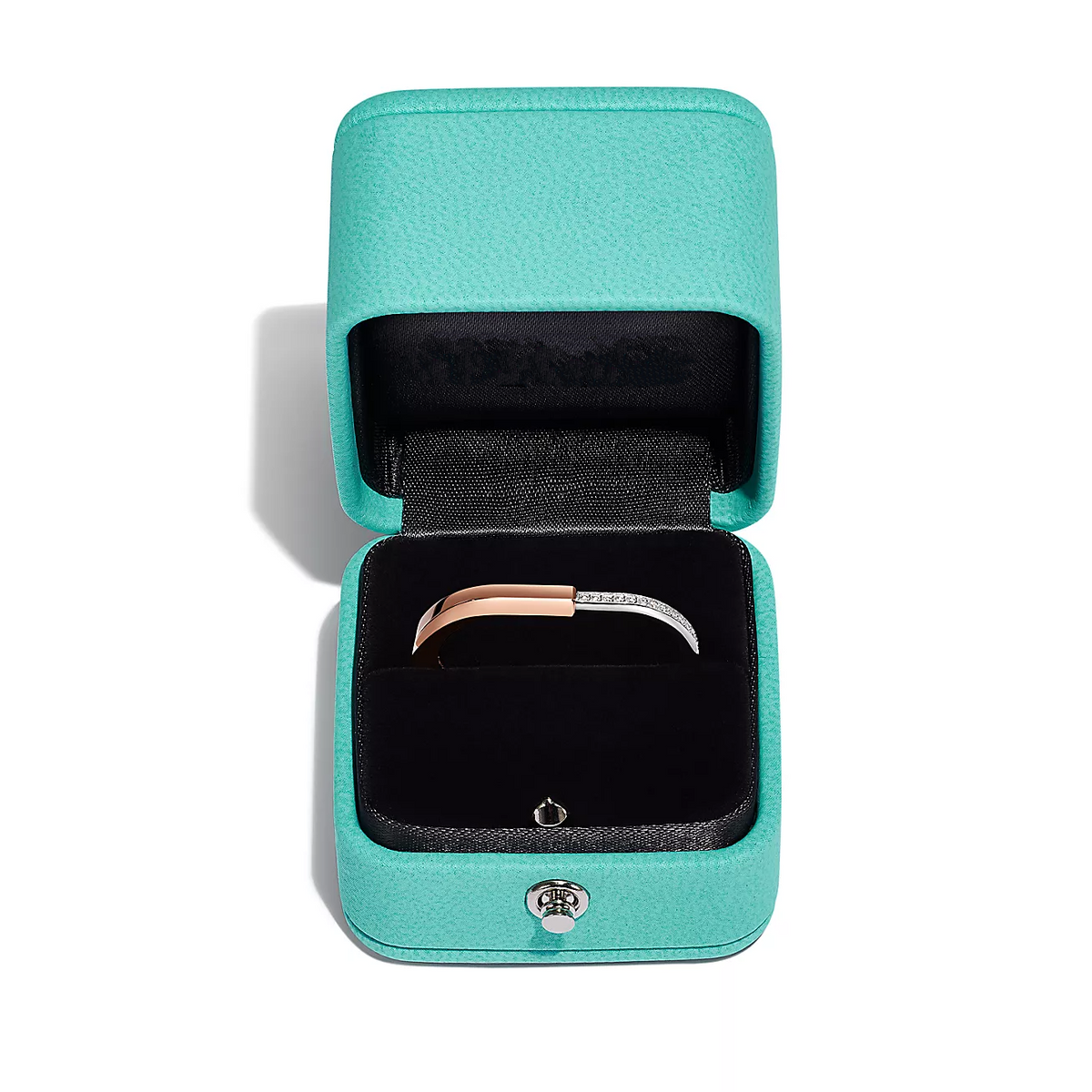 [Lumi Jewelry]LOCK RING TOW-FINGER ROSE AND WHITE GOLD DIAMONDS