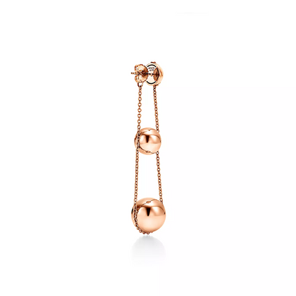[Lumi Jewelry]TRIPLE DROP PINK GOLD EARRINGS