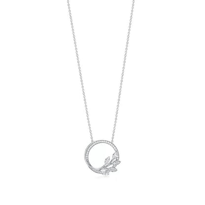 [Lumi Jewelry]DIAMOND VINE CIRCLE PENDANT PLATINUM NECKLACE