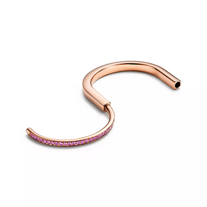 [Lumi Jewelry]LOCK BRACELET ROSE DIAMOND PINK GOLD