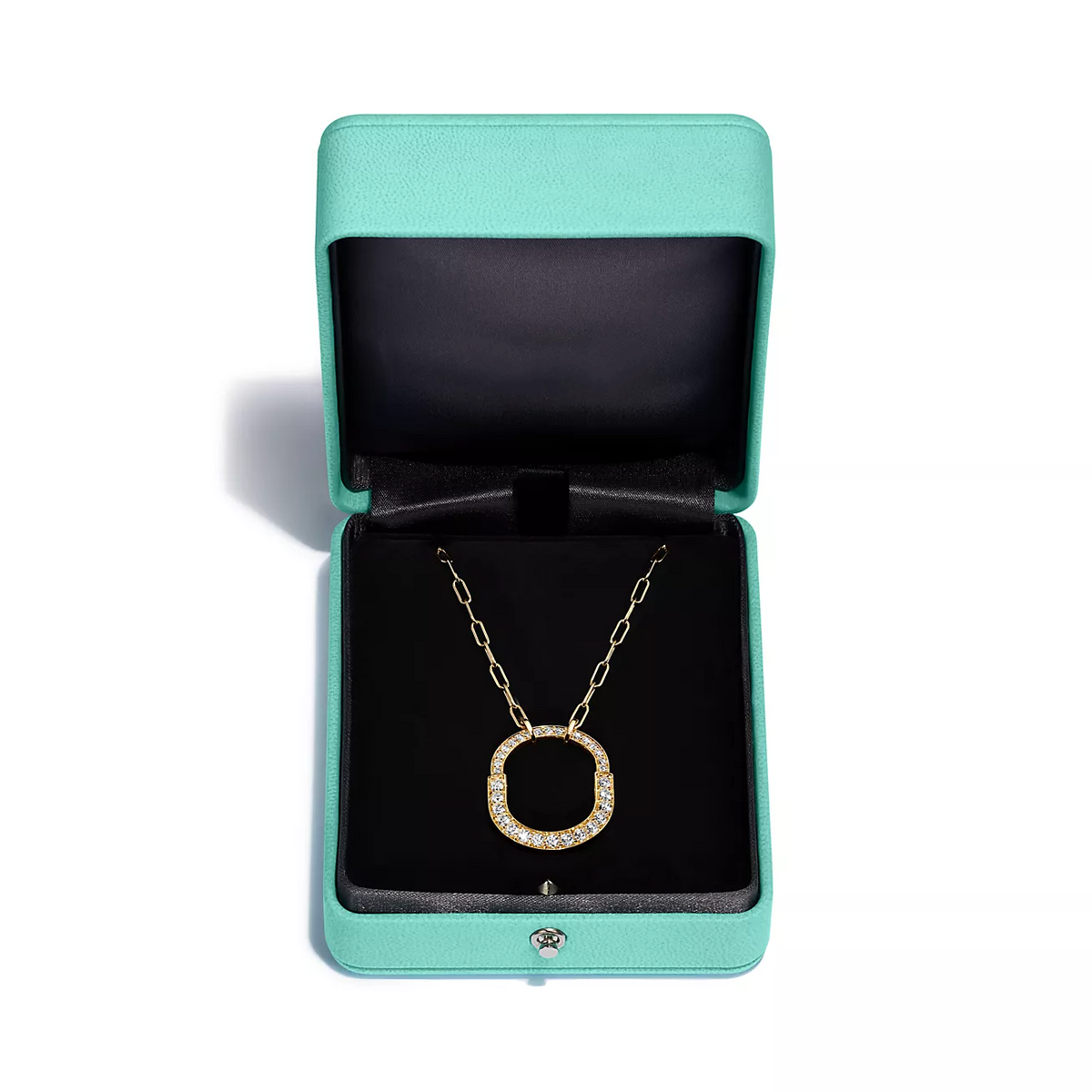 [Lumi Jewelry]LOCK NECKLACE MEDIUM PENDANT GOLD PAVED DIAMONDS