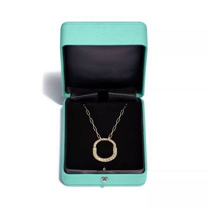 [Lumi Jewelry]LOCK NECKLACE MEDIUM PENDANT GOLD PAVED DIAMONDS