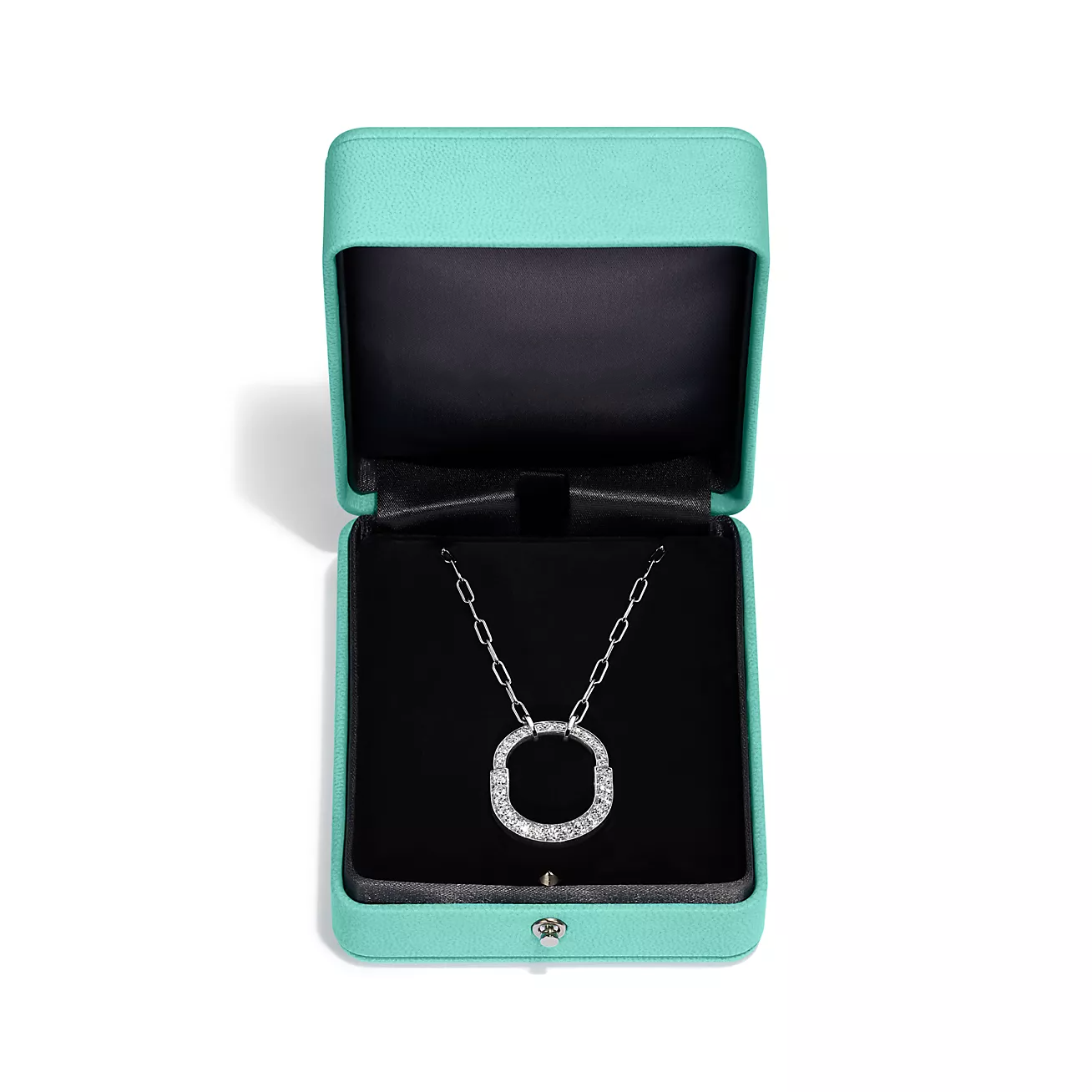 [Lumi Jewelry]LOCK NECKLACE MEDIUM PENDANT SILVER PAVED DIAMONDS