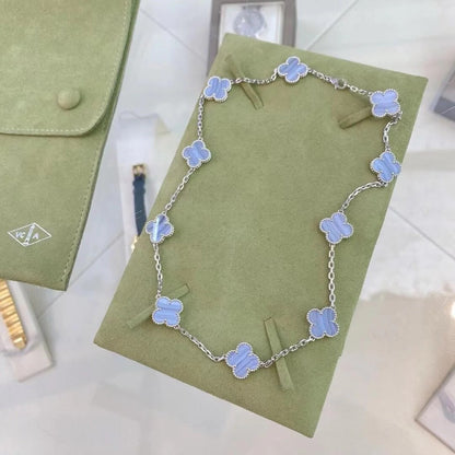 [Lumi Jewels]CLOVER 10 MOTIFS PURPLE CHALCEDONY NECKLACE