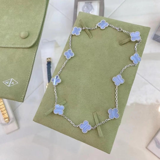 [Lumi Jewels]CLOVER 10 MOTIFS PURPLE CHALCEDONY NECKLACE