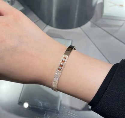 [Lumi Jewels]Move Noa Rose Gold Pav¨¦ Diamond Bangle Bracelet