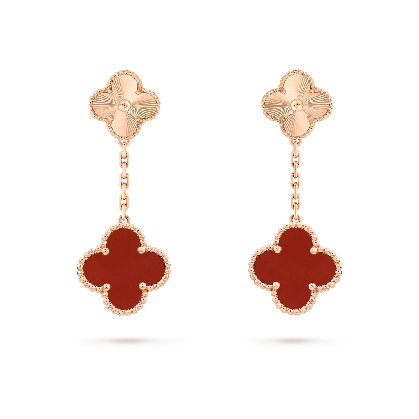 [Lumi Jewels]CLOVER 2 MOTIF  LASER CARNELIAN EARRINGS