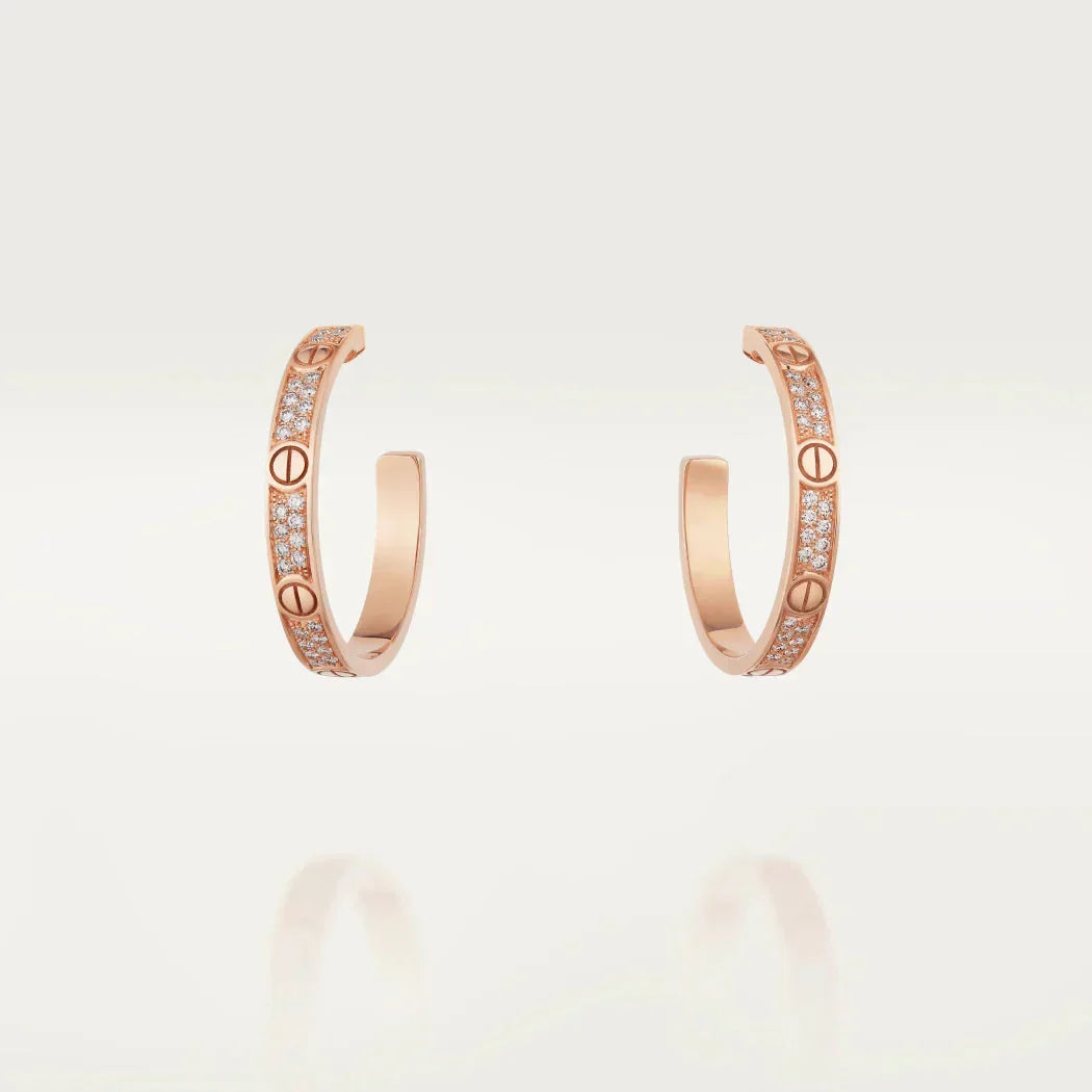 [Lumi Jewelry]LOVE EARRINGS 3.6MM DIAMOND PAVED