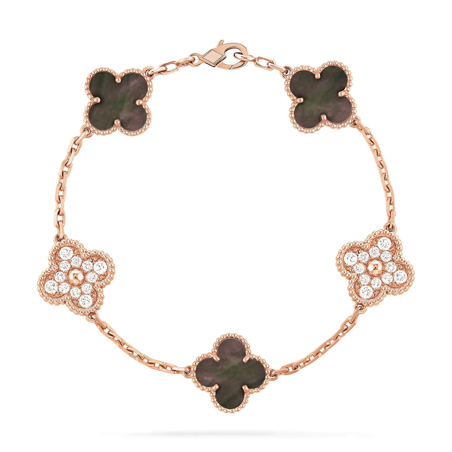 [Lumi Jewels]CLOVER 5 MOTIF GRAY MOP DIAMOND BRACELET