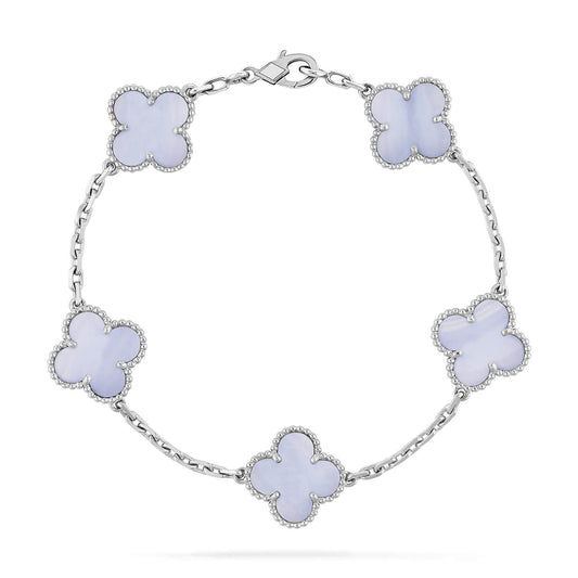 [Lumi Jewels]CLOVER  5 MOTIF PURPLE CHALCEDONY BRACELET SILVER