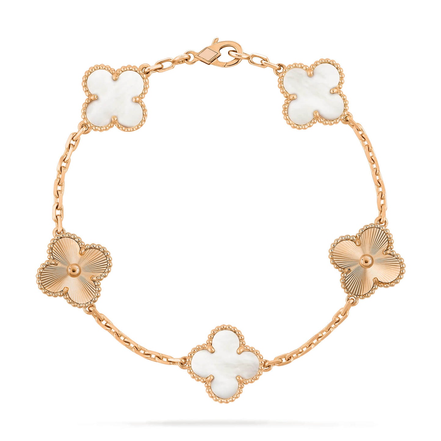 [Lumi Jewels]CLOVER 5 MOTIF WHITE MOP LASER BRACELET