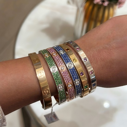 [Lumi Jewels]2026 PAVE GEMSTONE LOVE BRACELET 6.1MM 10 DIAMONDS