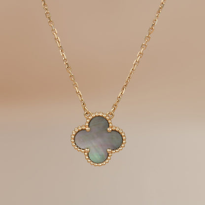 [Lumi Jewels]CLOVER 15MM  GRAY MOTHER OF PEARL NECKLACE