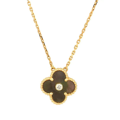 [Lumi Jewels]CLOVER 15MM DIAMOND AND MOTHER-OF-GREY NECKLACE
