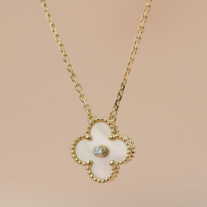 [Lumi Jewels]CLOVER 15MM DIAMOND GOLD MOTHER OF PEARL NECKLACE