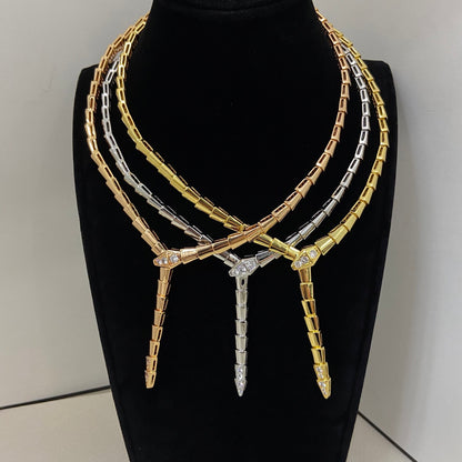 [Lumi Jewelry]Serpenti Viper Necklace Pavé‑encrusted snake head & tail