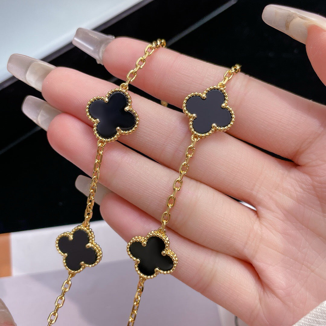 [Lumi Jewels]CLOVERS THE 10-MOTIFS ONYX NECKLACE