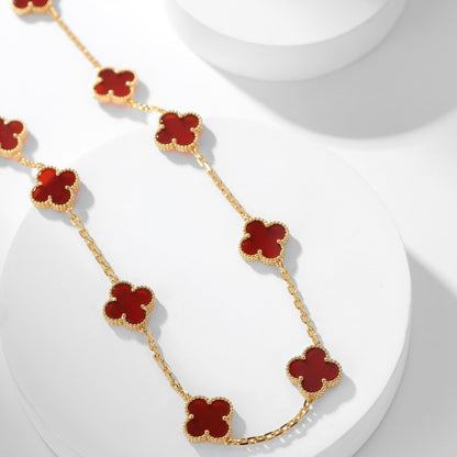[Lumi Jewels]CLOVERS THE  10-MOTIFS CARNELIAN NECKLACE