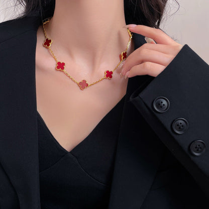 [Lumi Jewels]CLOVERS THE  10-MOTIFS CARNELIAN NECKLACE