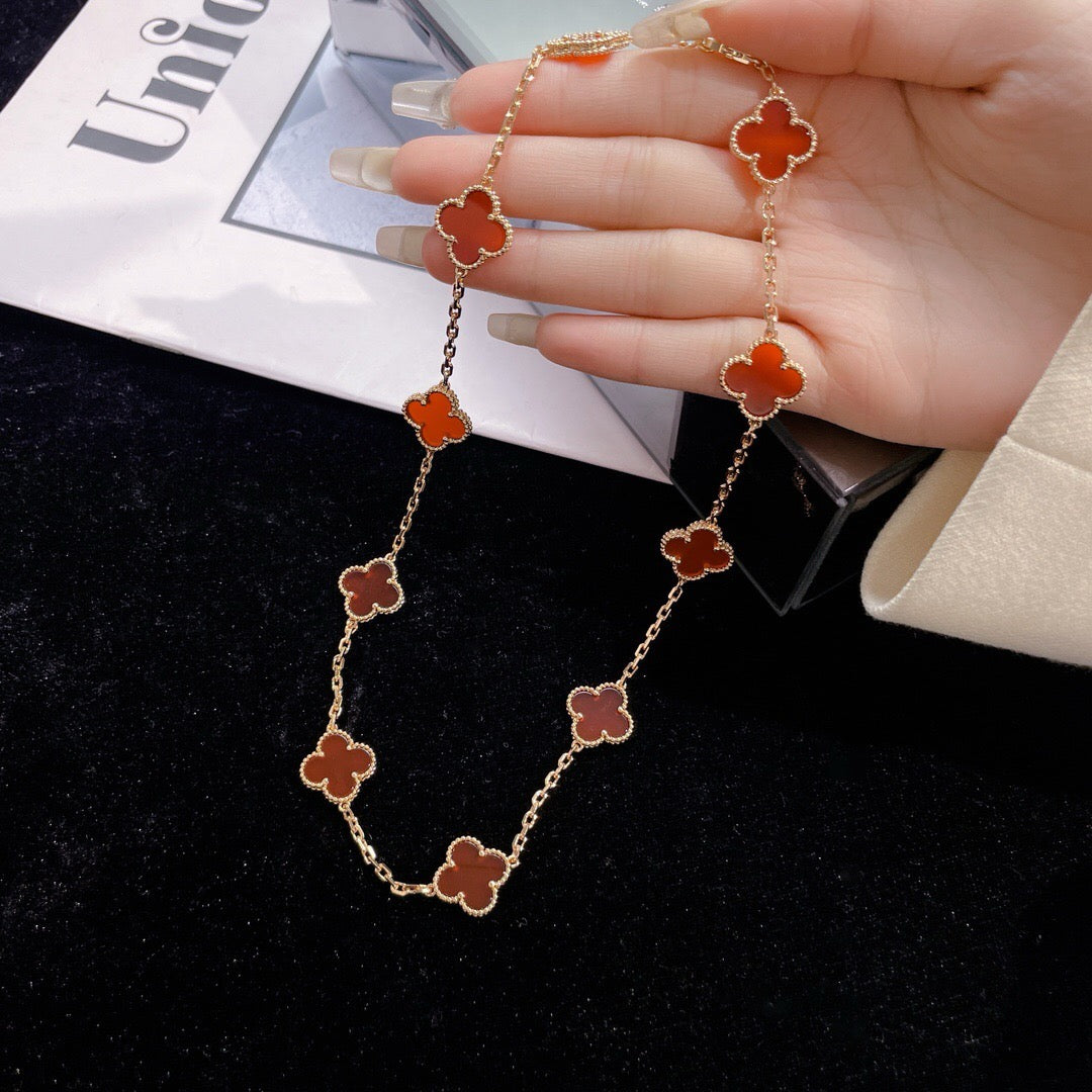 [Lumi Jewels]CLOVERS THE  10-MOTIFS CARNELIAN NECKLACE