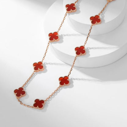 [Lumi Jewels]CLOVERS THE  10-MOTIFS CARNELIAN NECKLACE
